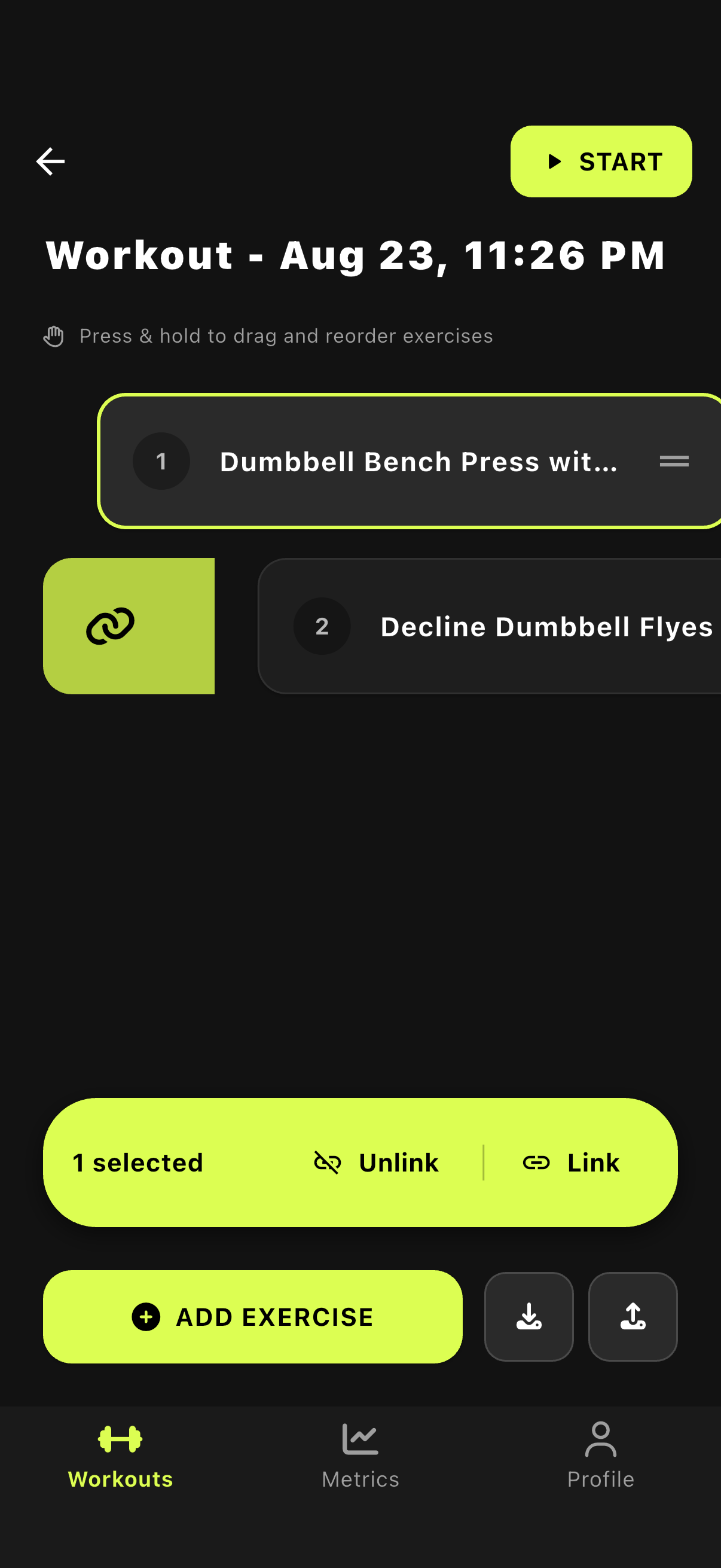 1. Select exercises to link